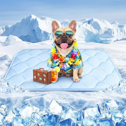 Pet Cooling Mats for Dogs, Cooling Pet Bed Outdoor & Indoor Use with Ice Silk Fabric & Waterproof Cover, Summer Cool Pad for Dogs Cats 29" x 18", Non-Slip Washable Pet Blanket for Crate Kennel Travel