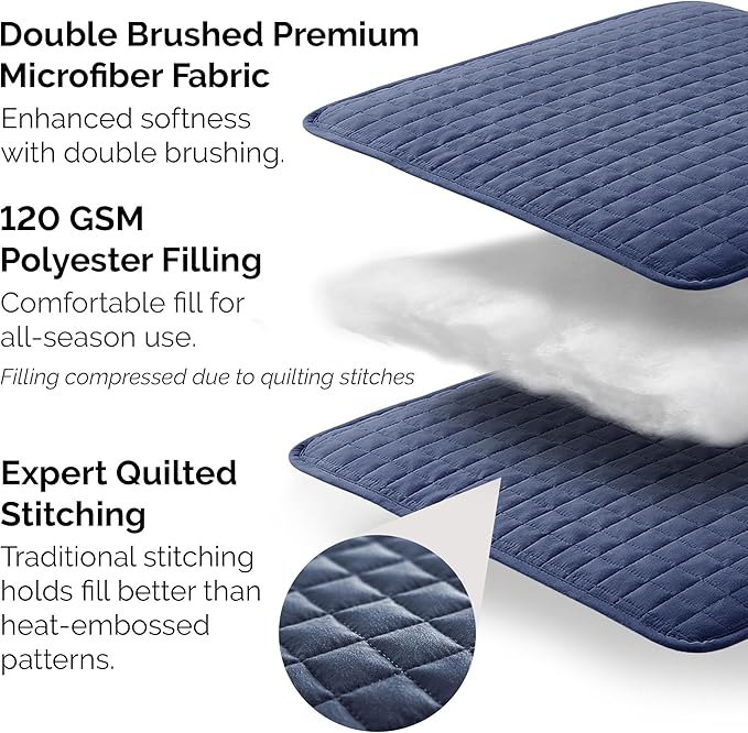Southshore Fine Living, Inc. Lightweight Quilt King Size Bedding Set, Pet Hair Resistant Bedding Oversized King Size Quilt Coverlet Set w/2 Shams, Blue Coverlet Quilted Bedspread, Dark Blue Quilts