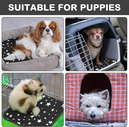 Namalu 4 Pack Self Warming Cat Bed Self Heating Cat Mat Star Pattern Soft Dog Crate Pad Thermal Pet Mat Anti Slip Kennel Dog Washable Warming Bed for Outdoor Indoor(18 x 18 Inch,Black)