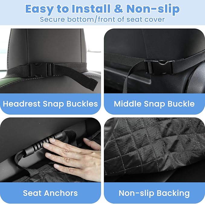 ELONGRIVER Dog Car Seat Covers, Waterproof Front Seat Cover for Dogs, Scratch-Proof, Nonslip Pet Passenger Seat Cover Protector, Universal Fit for Cars Trucks SUVs (Beige, Large Size)