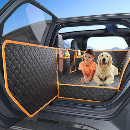 Dog Car Seat Cover for Back Seat, Hard Bottom Car Seat Cover for Dogs with Door Protectors for Traveling and Camping with Pets, Waterproof and Scratch-Resistant, Suitable for Cars