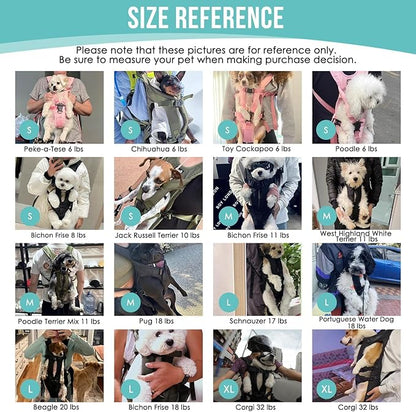 Lukovee Dog Backpack Carrier, Legs Out Easy-fit Dog Front Carrier for Small Medium Dogs, Adjustable Hands Free Dog Chest Carrier for Hiking Cycling (Green-4,Medium)