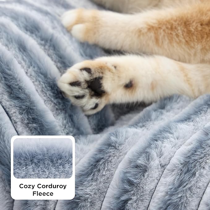 Bedsure ComfyFleece Cute Dog Couch for Medium Dogs- Fluffy Pet Sofa, Dog Couch Bed with Removable, Washable Cover, Supportive Pet Bed for Medium Large Dogs, 36inch, Vintage Indigo
