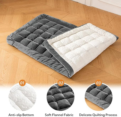 Soulbond Dog Bed for Car Back Seat Soft Plush Backseat Pet Bed Mat Non-Slip Travel Pet Mat, Fuzzy Plaid Dog Seat Cover, Fit for Backseat Extenders and Trucks SUVs (Glossy-Dark Gray, 54" x 24.8")