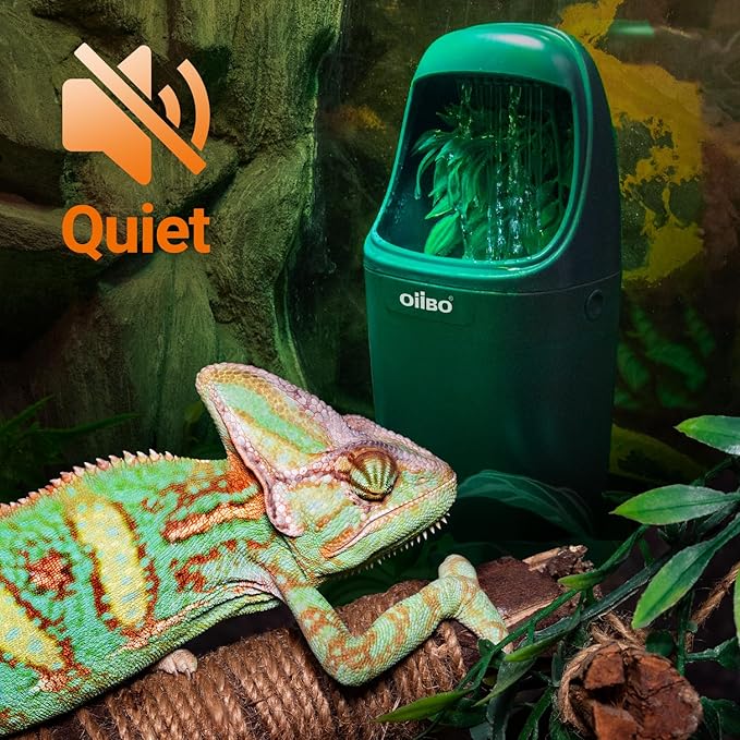 OiiBO Reptile Water Dispenser, Automatic Drinking Fountain Water Flow Adjustable Reptile Tank Waterfall for Lizard Bearded Dragon Chameleon, Ultra Quiet Amphibians Insects Terrarium Water Dripper