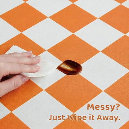 Ralxion Checkered Dog Feeding Mat, Absorbent Mats for Dog Food and Water Bowl, Dispenser, Aesthetic Orange Checkerboard Pet Placemat for Dogs, Cats, Puppy Accessories 16 x 24