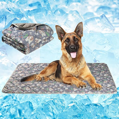 Dog Cooling Mat, Pet Washable Non-Toxic Summer Dogs Cats Cooling Pads Sleeping Kennel Mats Cool Ice Blanket for Indoor & Outdoor Dog Beach Essentials Gray Small