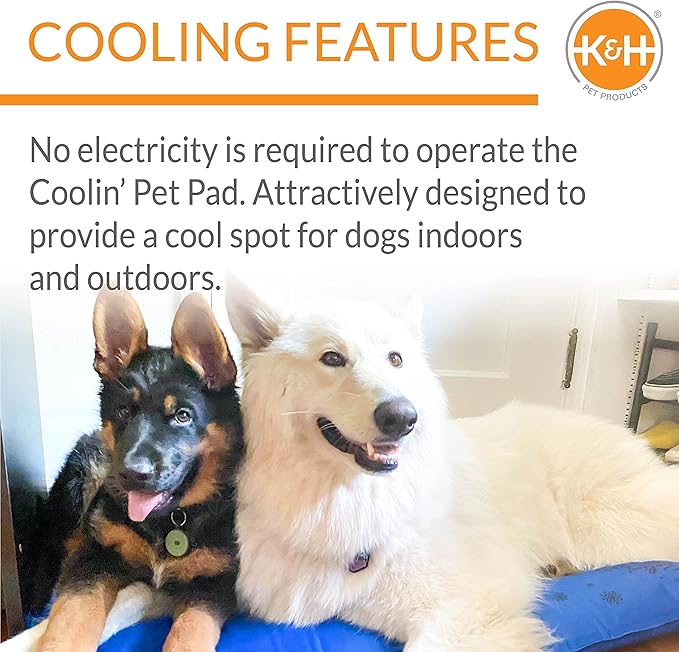 K&H Pet Products Coolin' Pet Pad Dog Mat, Portable Dog Cooling Mat for Travel or in Home, Perfect for Carriers, Crates, Outdoor Houses, Yards, Porches, Pet Beds & More - X-Large 38 X 27in Chill Blue