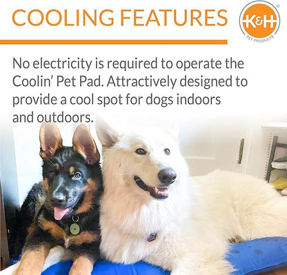 K&H Pet Products Coolin' Pet Pad Dog Mat, Portable Dog Cooling Mat for Travel or in Home, Perfect for Carriers, Crates, Outdoor Houses, Yards, Porches, Pet Beds & More - X-Large 38 X 27in Chill Blue