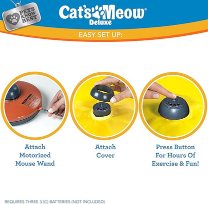Cat's Meow | Interactive Enrichment Toy for Indoor Cats & Kittens, Automatic Movements that Simulate Mouse Tail & Hunting Prey, Self-Play Battery Powered for Physical & Mental Stimulation, All Breeds