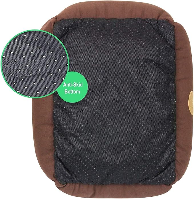 – Premium Dog or Cat Bed | Large Dog Bed Measures 30 x 23 x 7, Perfect for Pets up to 55 lbs. | 100% Polyester Pet Bed with Skid-Free Bottom | Brown