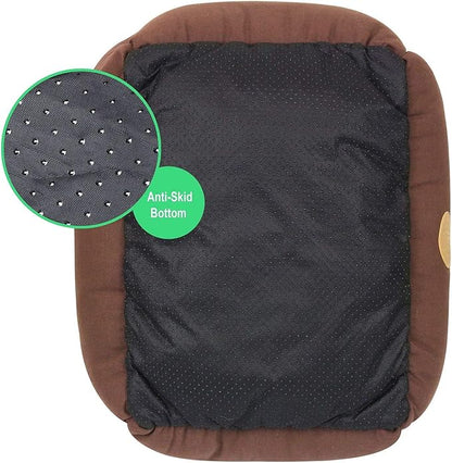 – Premium Dog or Cat Bed | Large Dog Bed Measures 30 x 23 x 7, Perfect for Pets up to 55 lbs. | 100% Polyester Pet Bed with Skid-Free Bottom | Brown