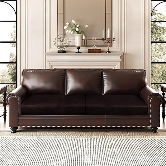 ANARACHON Leather Look Couch Cushion Covers Sofa Seat Slipcovers Sets Couches Furniture Protector for Sectional Armchair Loveseat Pets Kids Stretch Spandex Fabric (2 Cushion Sofa, Chocolate)