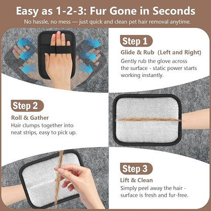 2Pack Pet Hair Removal Gloves - Gentle Deshedding Brush for Dogs & Cats, Efficient Fur & Hair Removal, Perfect for Home & Outdoor Use, Comfortable, Easy to Clean & Durable