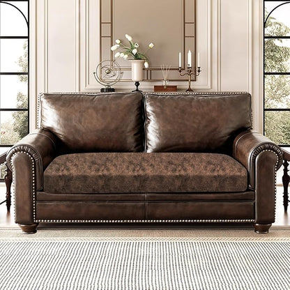 ANARACHON Leather Look Couch Cushion Covers Sofa Seat Slipcovers Sets Couches Furniture Protector for Sectional Armchair Loveseat Pets Kids Stretch Spandex Fabric (1 Cushion Loveseat, Dark Brown)