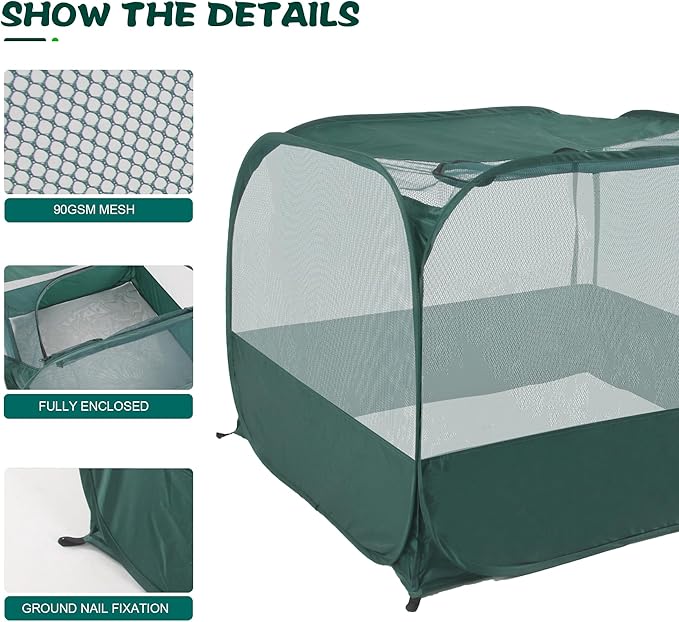 Foldable Portable Pet Playpen，Pop-Up Breathable Mesh Small Animal Cage with Transparent Walls & Bottom, Outdoor Indoor Small Animal Enclosures Tent for Lizards, Cats, Chickens, Rabbits (1M)