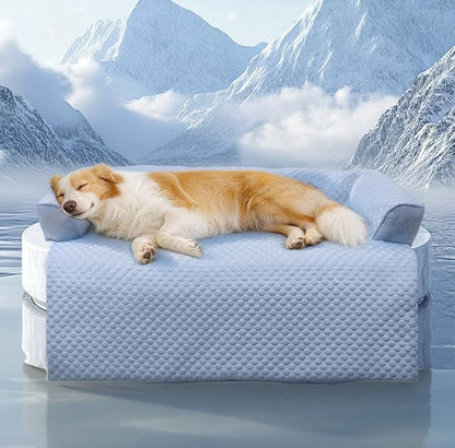 WATANIYA PET Cooling Dog Bed, Washable Cooling Mat for Large Dogs with Removable Cover, Self Cooling Couch Cover for Dog, Non-Slip Dog Couch Bed, 41x37 Inch, Blue