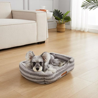 Modern Threads Ultra Soft Plush Pet Bed for Small and Medium Dogs with Elegant Texture and Stylish Design, Removable Washable Cover, Charcoal, (24" L x 20" W x 8" Th)