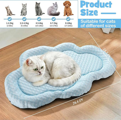 Shinylin Cooling Mat Summer Cool Pet Cat Sleeping Pad Thicken Puppy Sleeping Blanket Cloud Washable Breathable Non-Slip Pup Cat Pad for Summer Pet Chair Floor Kennel(Blue,26" X 16")