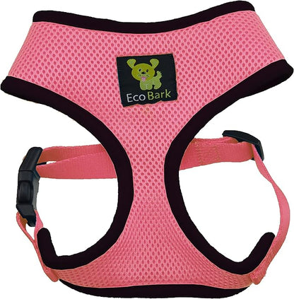 EcoBark Dog Harness - Eco-Friendly Max Comfort Harnesses - Luxurious Soft Mesh Halter - Over the Head Harness Vest- No Pull and No Choke for Puppy, Small Breeds & Medium Dogs (Large, Light Pink)