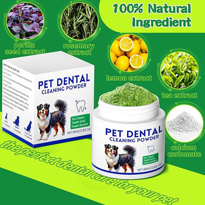 Mimo Style Dog Dental Powder, Dog Teeth Cleaning Powder, Targets Tartar & Reduces Plaque & Bad Breath - Teeth Cleaning Made Easy Eliminate - Meat-Flavored Formulated (Green)