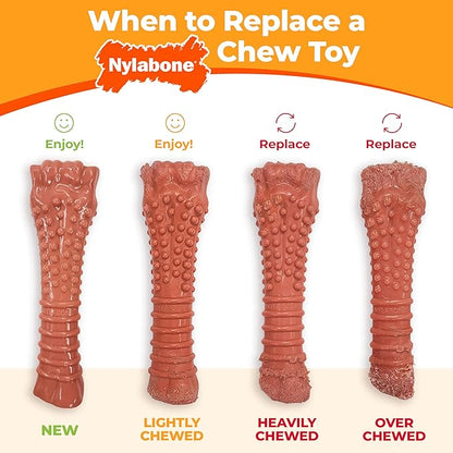 Nylabone Textured Bone Power Chew Toy for Dogs, Durable & Tough Dog Toys for Aggressive Chewers, Basted Blast Bacon and Steak Flavor, Large Dogs - Up to 50 lbs, 1 Count