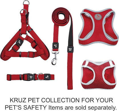 Kruz Dog Harness (Chest 16"-17", Weight 10–15 lbs) Athletica Adjustable Heavy Duty No Choke Puppy Vest for Small Dogs Lightweight Air Mesh, Reflective, Puppy Essentials – Turquoise, Medium