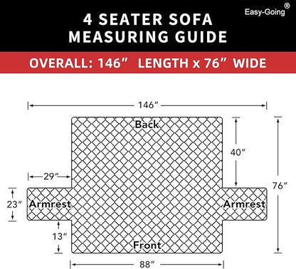 Easy-Going 4 Seater Sofa Slipcover Reversible Sofa Cover Water Resistant Couch Cover with Foam Sticks Elastic Straps Furniture Protector for Pets Children Dog Cat (XX-Large, Gray/LightGray)