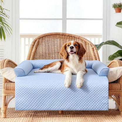 WATANIYA PET Cooling Dog Bed, Washable Cooling Mat for Large Dogs with Removable Cover, Self Cooling Couch Cover for Dog, Non-Slip Dog Couch Bed, 41x37 Inch, Blue