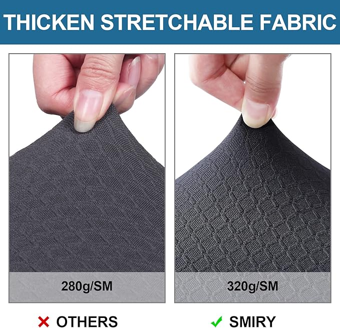 Smiry Waterproof Seat Covers for Dining Room Chairs Set of 2, Stretch Jacquard Removable Washable Chair Seat Slipcovers Protector, No Rear Covers, Dark Grey