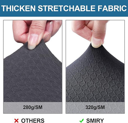 Smiry Waterproof Seat Covers for Dining Room Chairs Set of 2, Stretch Jacquard Removable Washable Chair Seat Slipcovers Protector, No Rear Covers, Dark Grey