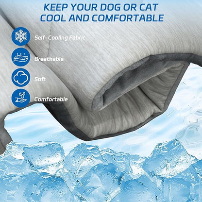 Dog Cooling Mat Self Coolings Foldable Cooling Pad for Dog in Summer Coolings Mat for Dogs and Cats Machine Washable (Rectangle,Gray, X-Large-59 L x 40" W)