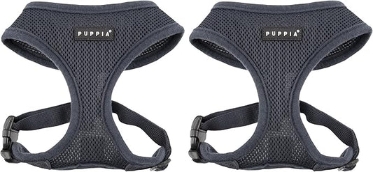 Authentic Puppia Soft Harness, Grey, Large (Pack of 2)