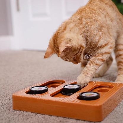 Quirky Kitty Sushi Hunter Bento Box Puzzle - Interactive Treat Puzzle Toy with Catnip Packet for Mental Engagement and Slow Feeding
