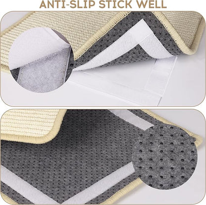 Graciadeco White Cat Scratching Mat Sisal, 2 Packs Sisal Fabric Large Cat Scratching Pad for Indoor Cats with Adhesive Hook Loop Tape, Wall Scratchers for Indoor Cats 23.6" x 15.7"