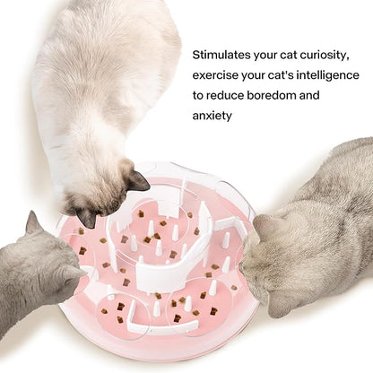 Pet Prime Cat Puzzle Feeder Interactive Enrichment Toys for Indoor Cats Slow Feeder Food Treat Puzzle Cat Stimulation Toys Pink