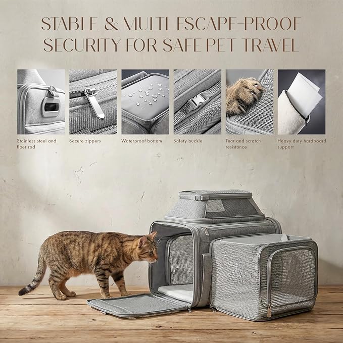 Top and Side Expandable Pet Carrier with Treat & Pet Window,18x13x9.5 Inch Southwest Frontier Airline Approved,Soft-Sided Dog Carrier for Small Dogs and Cats,Travel Cat Carrier with Locking Zippers