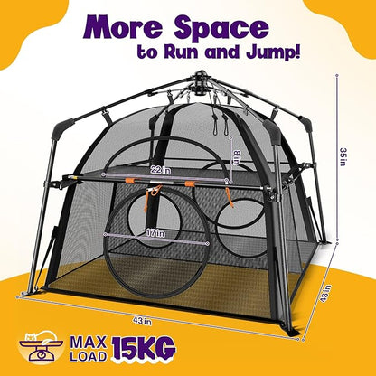 Extra Large Catio Outdoor Cat Enclosure Rywell 2-Tier Cat Tent for Patio, Balcony, Indoor & Camping, Foldable Outdoor Cat Playpen with Windows, Weatherproof Sunproof (Carry Bag Included)