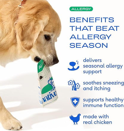 Native Pet Dog Allergy Chews - Dog Allergy Relief for XL Breeds - Supports Seasonal Itch Relief, Healthy Immune Function & Reduces Sneezing - Colostrum, Spirulina, & Probiotics - 30 Days Supply