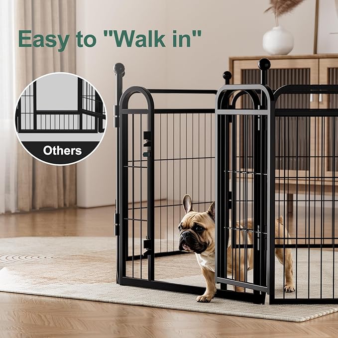 Gardner Pet Dog Playpens, 40" H 8 Panels Dog Pen Outdoor/Indoor Dog Fence Exercise Pen for Small/Medium/Large Dogs, Foldable Pet Play Yard Gate with Gravity Automatic Lock, Pet Playpen, Black