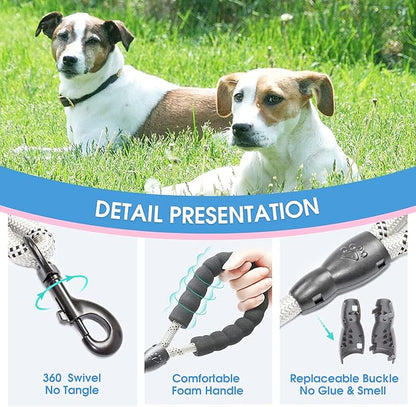 BAAPET 2/4/5/6 FT Dog Leash with Comfortable Padded Handle and Highly Reflective Threads for Small Medium and Large Dogs (5FT-1/2'', Silver)