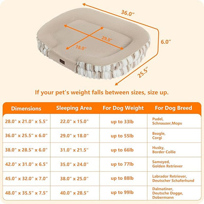 Dwanton Orthopedic Dog Bed for Medium Dogs with Gel Memory Foam, Waterproof Dog Sofa, Washable Pet Bed with Four Sided Bolster Cushion, Removable Cover & Non-Slip Bottom, 36", Tie-dye Khaki