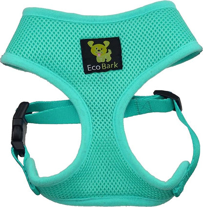EcoBark Dog Harness - Eco-Friendly Max Comfort Harnesses - Luxurious Soft Mesh Halter - Over the Head Harness Vest- No Pull and No Choke for Small, Toy Breed, and Teacup Dogs (XS, Turquoise Mint)