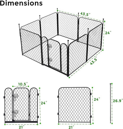 ZOMISIA Paw Safe Playpen for Indoor Small Dogs, 24 Inch 8 Panels Anti-Pinch Diamond Mesh Dog Fence, Metal Stable Dog Play Pen with Door, Portable Pet Playpen for Outdoor RV Camping Yard Garden