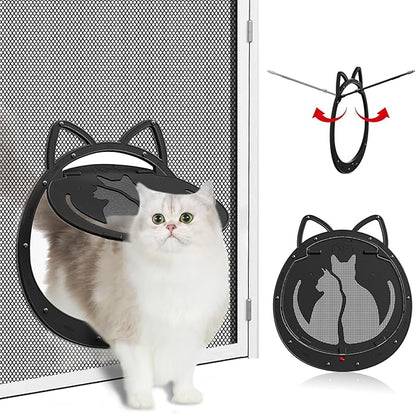 HIDROSIL Cat Door for Screen Door, Inside Openning 10x10x0.5 inch, Patent Desigh Pet Screen Door with Lockable Magnetic Flap for Doggy and Cat Door, Suitable 0-18lb Cats and Small Dogs, Black