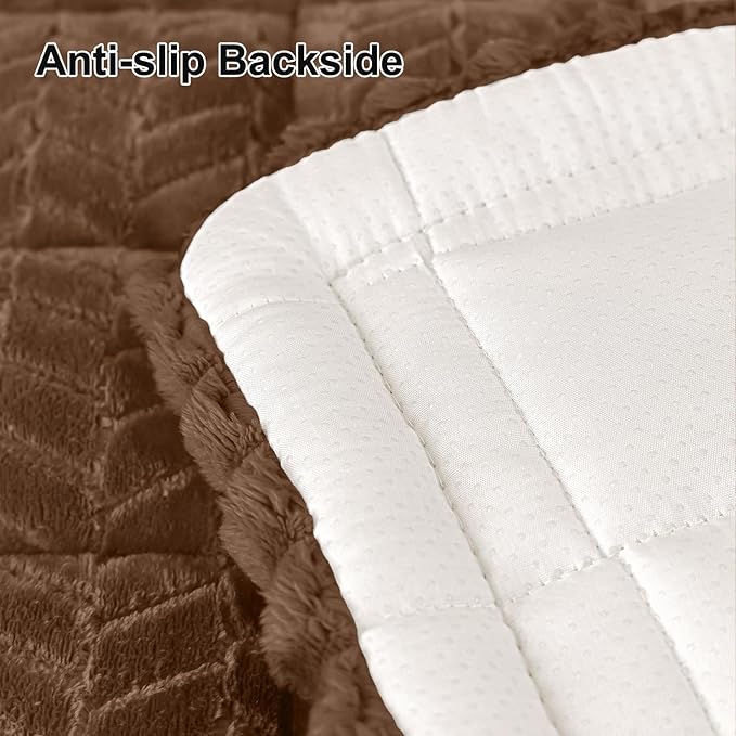 Smiry Non Slip Couch Covers for Dogs, Fuzzy Pet Couch Covers for 3 Cushion Sofa Pet Friendly, Soft Sofa Slipcovers Cushion Furniture Protector Washable (Brown, 27.6" x 88")