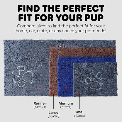 Dog Gone Smart Dirty Dog Doormat - Fast Drying Rug with Super Gripper Backing for Clean Floors - Super Absorbent and Machine Washable Mat for Muddy Paws - Aqua