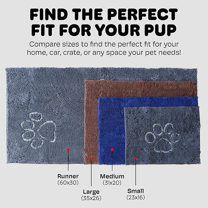 Dog Gone Smart Dirty Dog Doormat - Fast Drying Rug with Super Gripper Backing for Clean Floors - Super Absorbent and Machine Washable Mat for Muddy Paws - Maroon