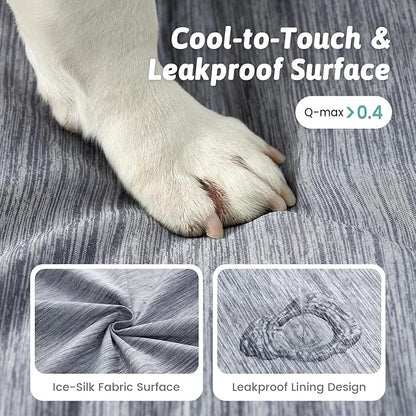 COZY KISS Cooling Dog Bed for Crate, Waterproof Orthopedic Dog Crate Mat with Removable Washable Cover, Egg Crate Foam Support Dog Bed, 36x27x3 Inch,Dark Grey