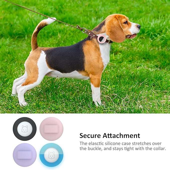 2022 Airtag Cat Collar Holder, Small Air Tag Compatible With Apple GPS Tracker, 2Pack Waterproof Case Cover for Pet Collar Within 3/8 Inch (Black, Pink, Purple, Lumiblue)